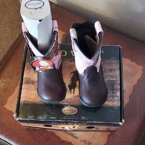 Old West Kids Pink and Dark Brown Boots